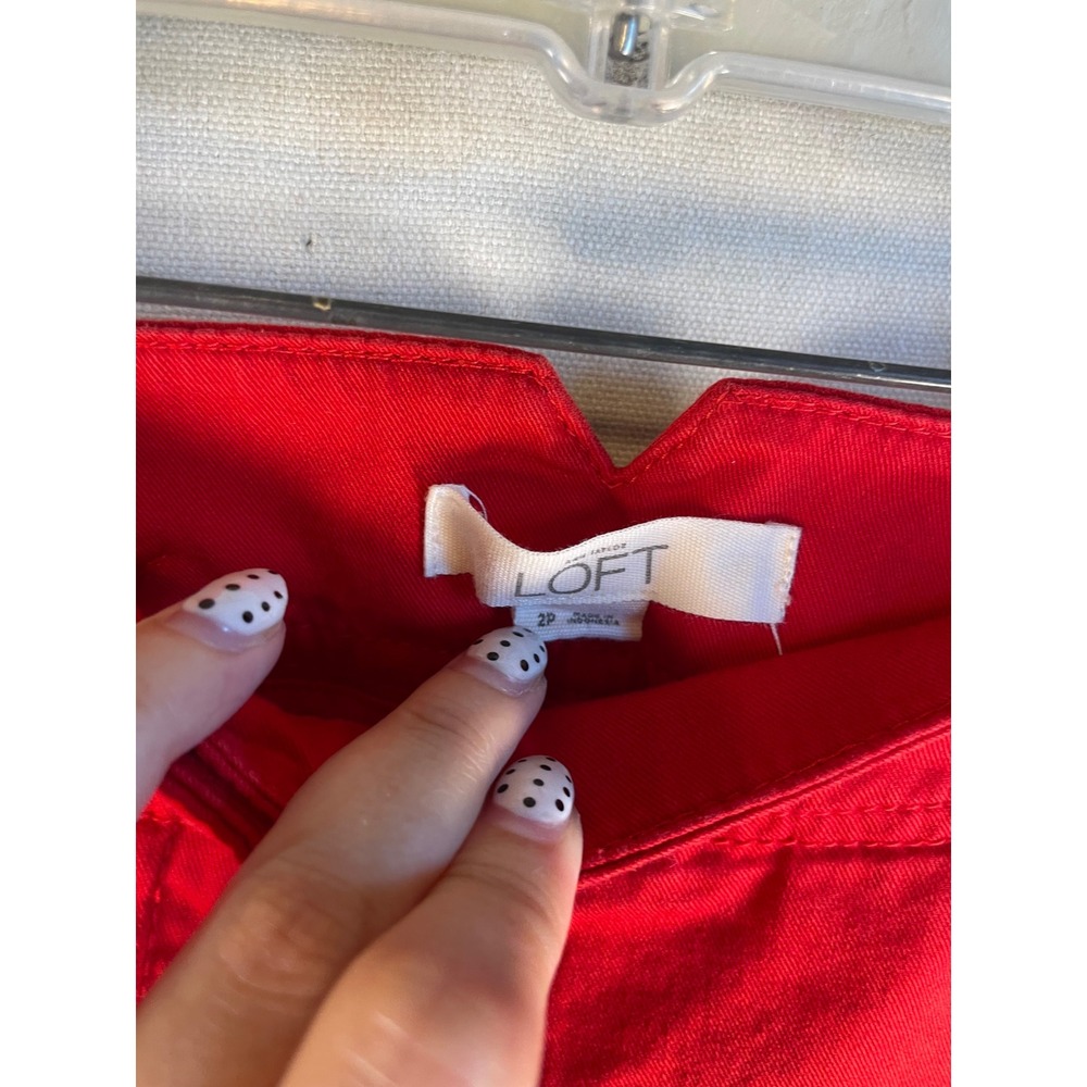 Ann Taylor LOFT Red Sailor Wide Leg Pants Decorative Buttons Petite 2P Womens - Picture 4 of 11